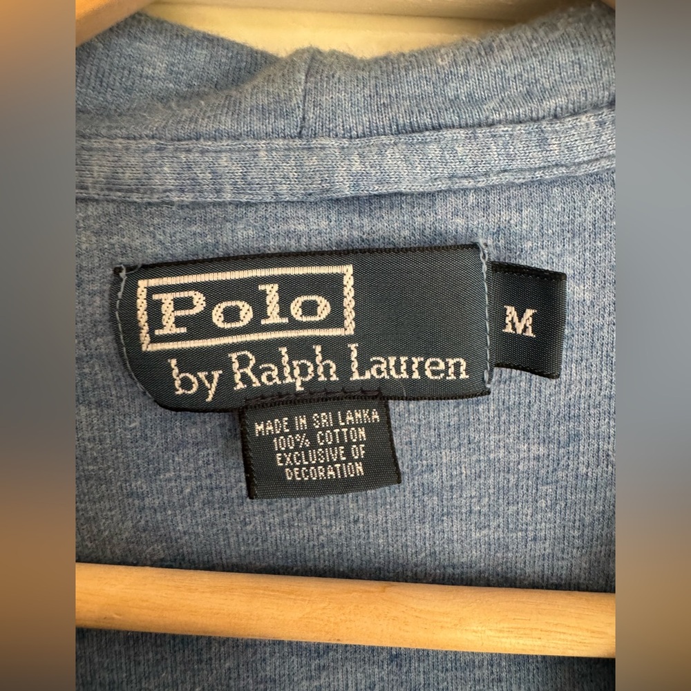 Polo Ralph Lauren Blue Full Zip Hoodie Sweater | Cotton Knit | Size M - Picture 6 of 10